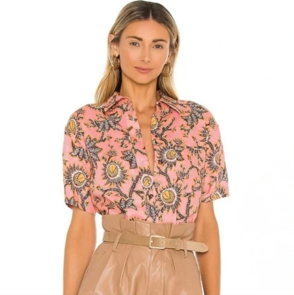 ALC 00 Sterling Linen Floral Top Shirt